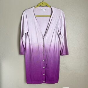 Isaac Mizrahi Purple Dip Dye Ombre Cardigan